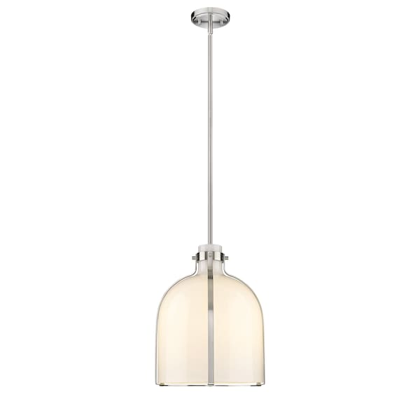 Pearson 1 Light Pendant, Brushed Nickel & White Opal